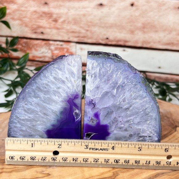 Purple Agate Crystal Bookend Pair - Geode Bookend - Boho Home Decor - Picture 8 of 12